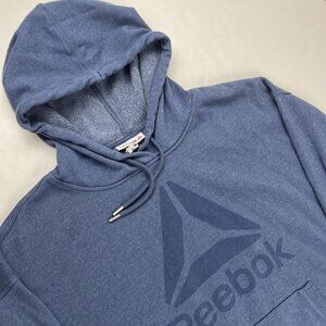 Reebok Cropped Hoodie Sweatshirt Women’s Medium Soft Knit Cotton Blend Blue